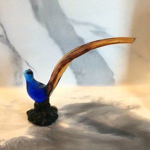 Authentic Vintage Pilgrim Art Glass Long Tail Pheasant Figurine